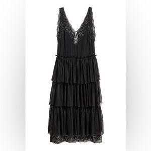 H&M Black lace and pleated tiers V-neck dress—Size 10-NWOT